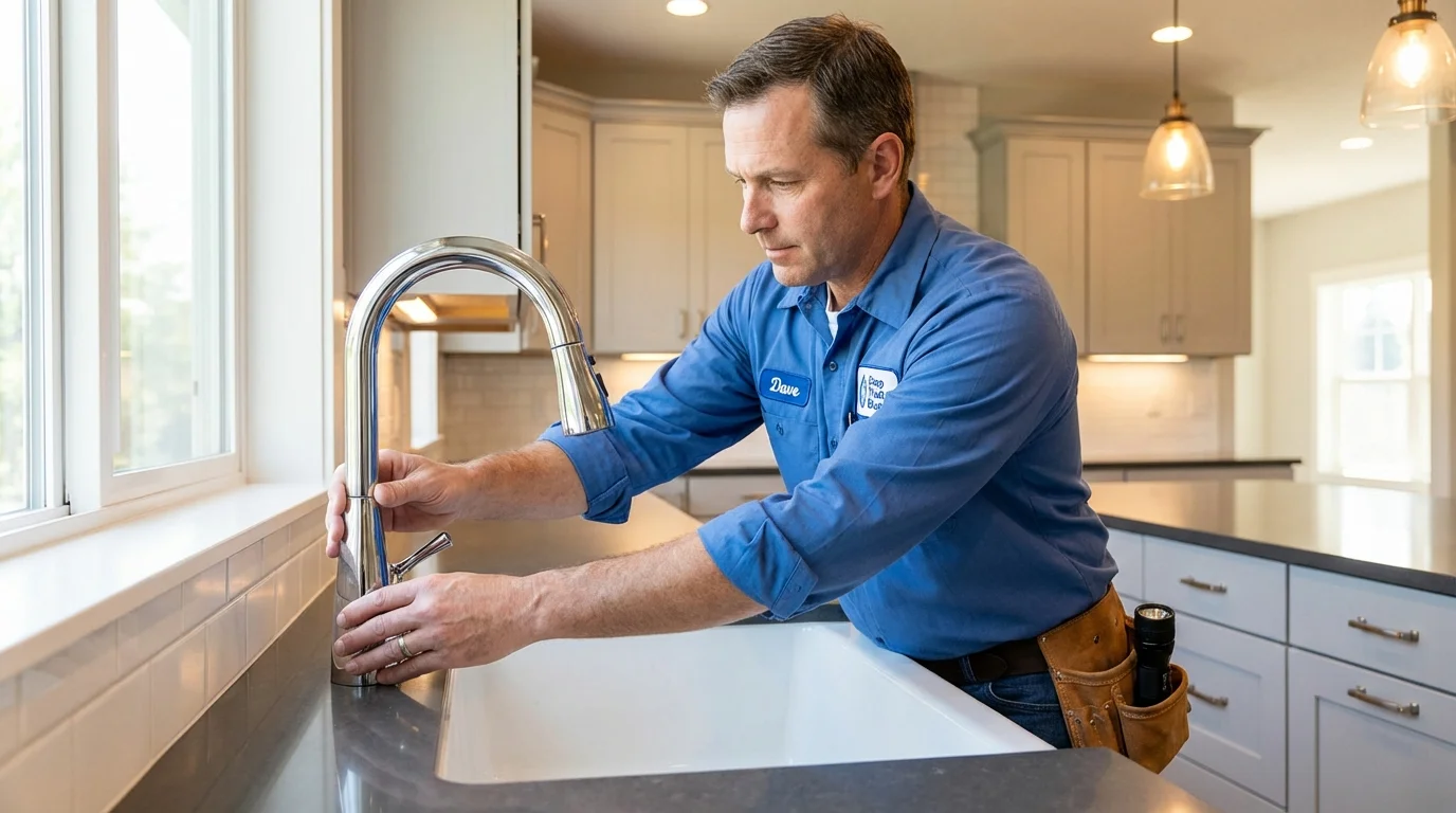 Kitchen faucet installation by Johns Plumbing LLC in Kittery Point